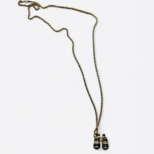 Gold and Black Binocular Pendant Necklace